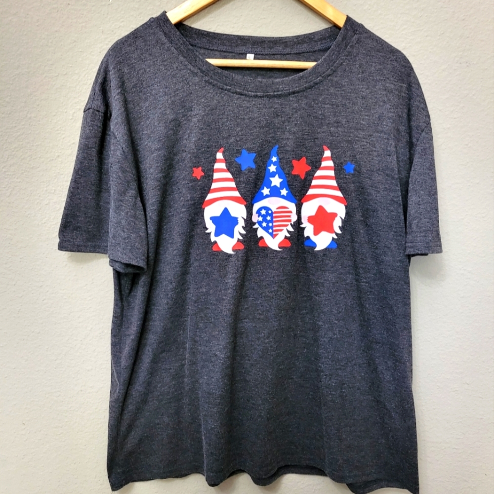 🇺🇸 Patriotic Gnomes Heather Gray TShirt Size XL